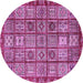 Round Machine Washable Abstract Purple Modern Area Rugs, wshabs407pur