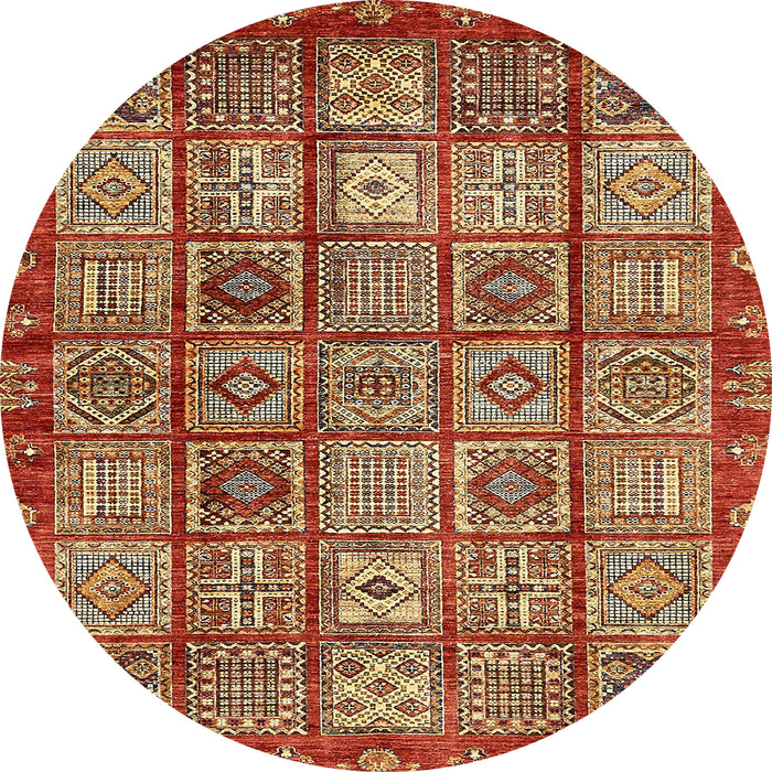 Round Machine Washable Abstract Tomato Red Rug, wshabs407