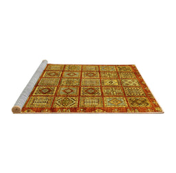 Sideview of Machine Washable Abstract Yellow Modern Rug, wshabs407yw