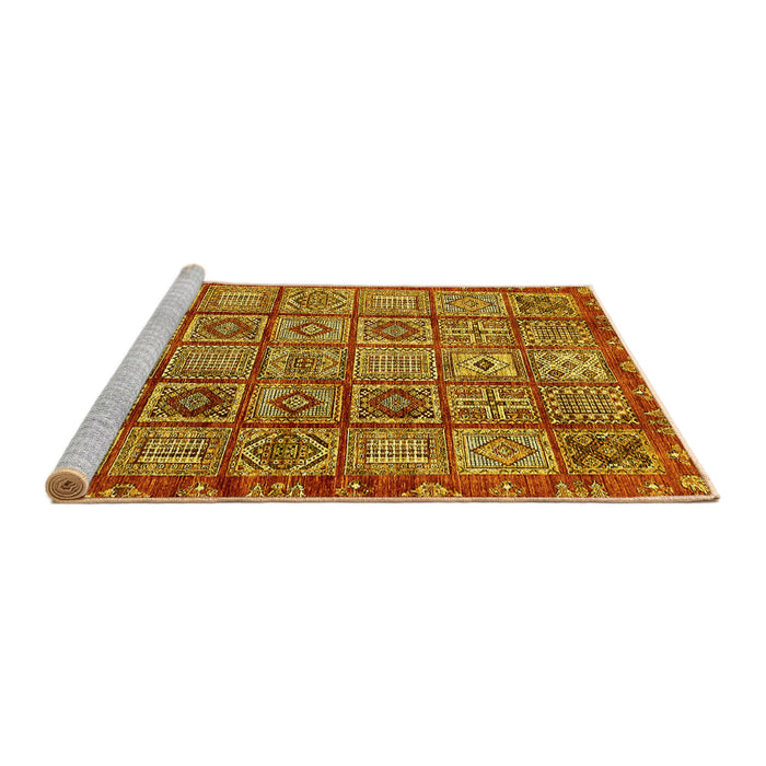 Sideview of Machine Washable Abstract Yellow Modern Rug, wshabs407yw