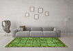 Machine Washable Abstract Green Modern Area Rugs in a Living Room,, wshabs407grn