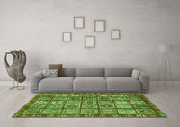 Machine Washable Abstract Green Modern Rug, wshabs407grn