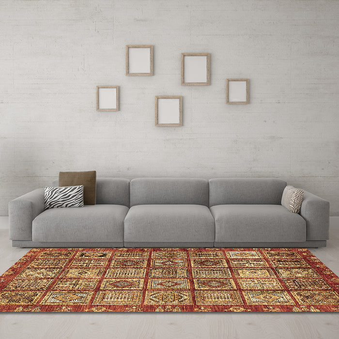 Machine Washable Abstract Brown Modern Rug in a Living Room,, wshabs407brn