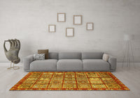 Machine Washable Abstract Yellow Modern Rug, wshabs407yw