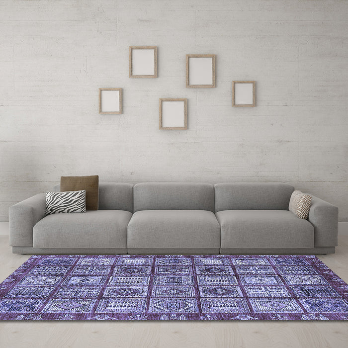 Machine Washable Abstract Blue Modern Rug in a Living Room, wshabs407blu