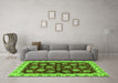 Machine Washable Oriental Green Traditional Area Rugs in a Living Room,, wshabs4080grn