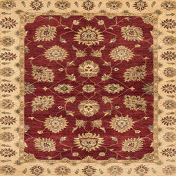 Square Abstract Orange Oriental Rug, abs4080