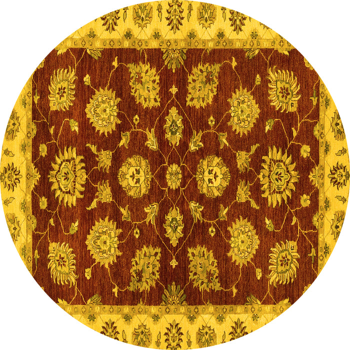 Round Oriental Yellow Traditional Rug, abs4080yw