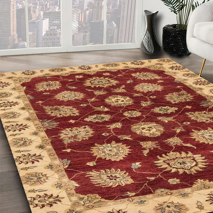 Machine Washable Abstract Orange Rug in a Family Room, wshabs4080