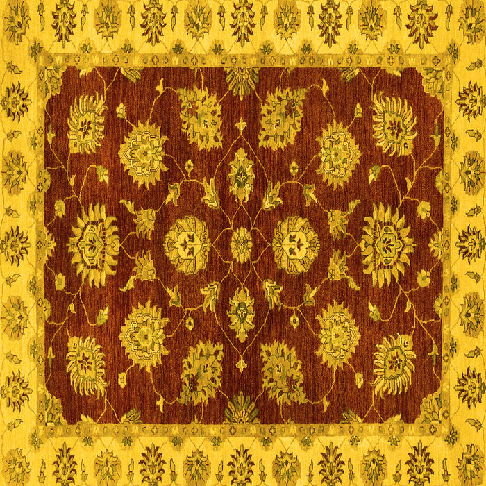 Square Machine Washable Oriental Yellow Traditional Rug, wshabs4080yw