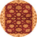 Round Machine Washable Oriental Orange Traditional Area Rugs, wshabs4080org