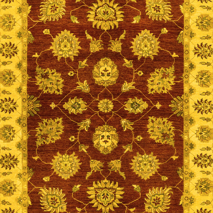 Machine Washable Oriental Yellow Traditional Rug, wshabs4080yw