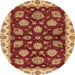 Round Machine Washable Abstract Orange Rug, wshabs4080