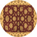 Round Machine Washable Oriental Brown Traditional Rug, wshabs4080brn