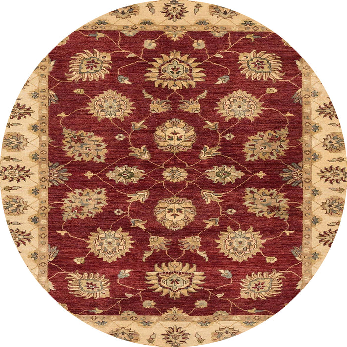 Round Abstract Orange Oriental Rug, abs4080