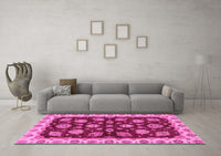 Machine Washable Oriental Pink Traditional Rug, wshabs4080pnk