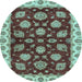 Round Oriental Light Blue Traditional Rug, abs4080lblu