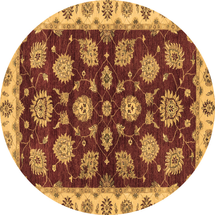 Round Oriental Brown Traditional Rug, abs4080brn