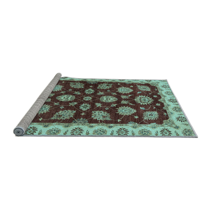 Sideview of Machine Washable Oriental Light Blue Traditional Rug, wshabs4080lblu