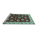 Sideview of Machine Washable Oriental Light Blue Traditional Rug, wshabs4080lblu