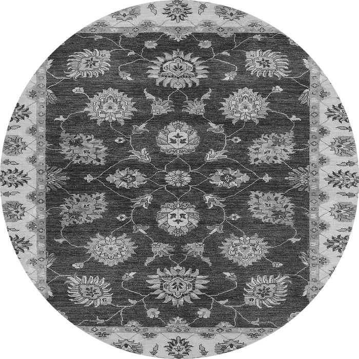 Round Machine Washable Oriental Gray Traditional Rug, wshabs4080gry