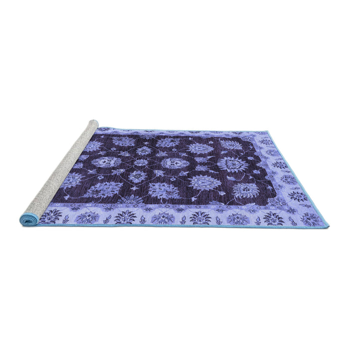 Sideview of Machine Washable Oriental Blue Traditional Rug, wshabs4080blu
