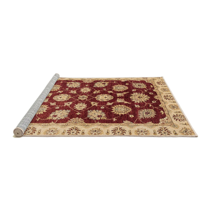 Sideview of Machine Washable Abstract Red Rug, wshabs4081