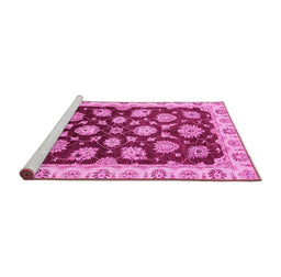 Sideview of Machine Washable Oriental Pink Traditional Rug, wshabs4081pnk
