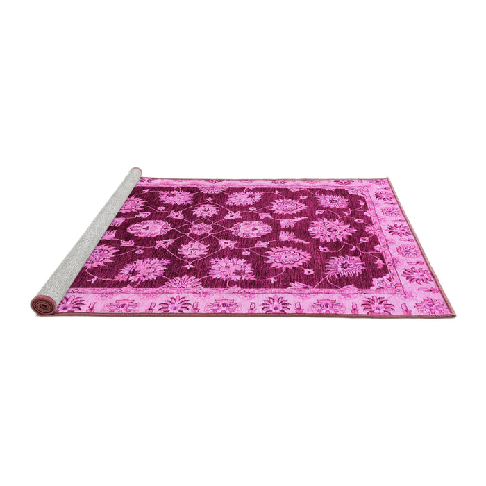 Sideview of Machine Washable Oriental Pink Traditional Rug, wshabs4081pnk