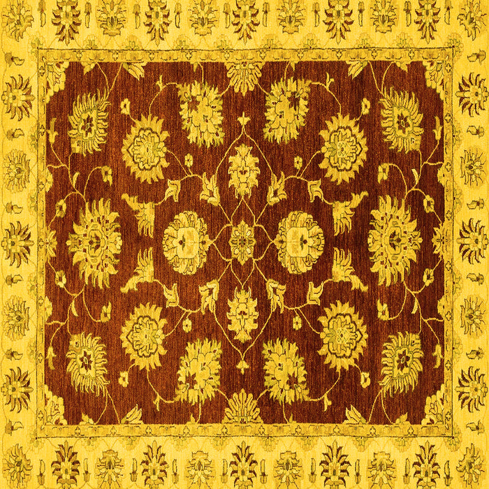Square Machine Washable Oriental Yellow Traditional Rug, wshabs4081yw