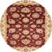 Round Machine Washable Abstract Red Rug, wshabs4081