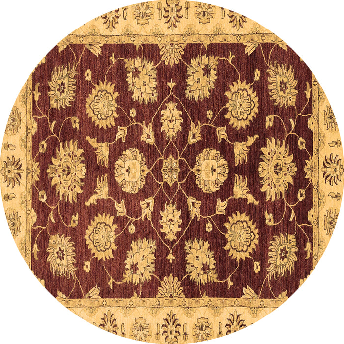 Round Machine Washable Oriental Brown Traditional Rug, wshabs4081brn