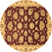 Round Machine Washable Oriental Brown Traditional Rug, wshabs4081brn