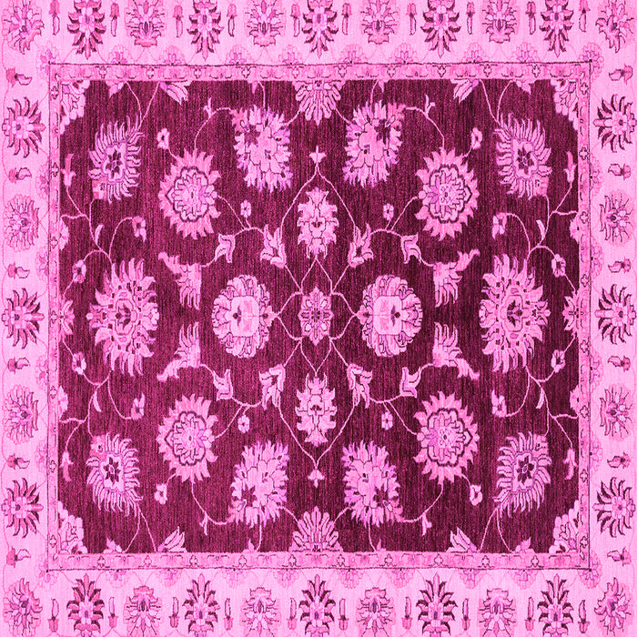Square Machine Washable Oriental Pink Traditional Rug, wshabs4081pnk