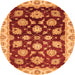 Round Machine Washable Oriental Orange Traditional Area Rugs, wshabs4081org