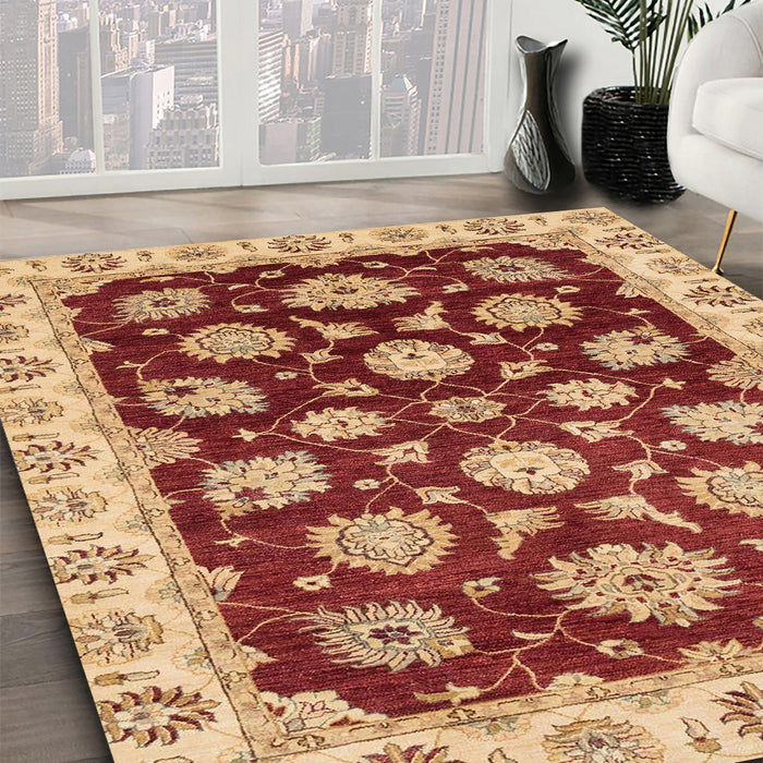 Abstract Red Oriental Rug in Family Room, abs4081