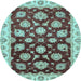 Round Oriental Light Blue Traditional Rug, abs4081lblu