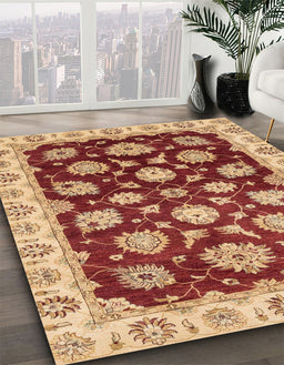 Machine Washable Abstract Red Rug in a Family Room, wshabs4081