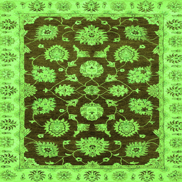 Square Oriental Green Traditional Rug, abs4081grn