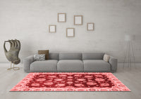 Machine Washable Oriental Red Traditional Rug, wshabs4081red