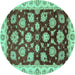 Round Oriental Turquoise Traditional Rug, abs4081turq