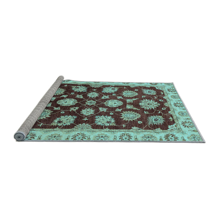 Sideview of Machine Washable Oriental Light Blue Traditional Rug, wshabs4081lblu