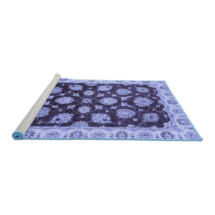 Sideview of Machine Washable Oriental Blue Traditional Rug, wshabs4081blu