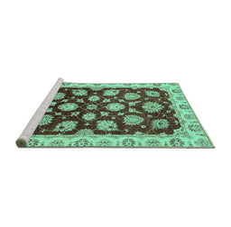 Sideview of Machine Washable Oriental Turquoise Traditional Area Rugs, wshabs4081turq