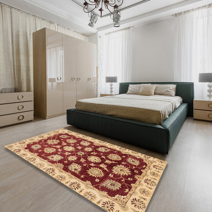 Machine Washable Abstract Red Rug in a Bedroom, wshabs4081