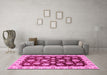 Machine Washable Oriental Pink Traditional Rug in a Living Room, wshabs4081pnk