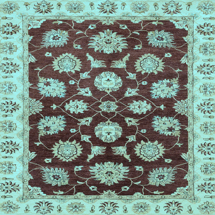 Square Machine Washable Oriental Light Blue Traditional Rug, wshabs4081lblu