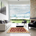 Square Abstract Red Oriental Rug in a Living Room, abs4081