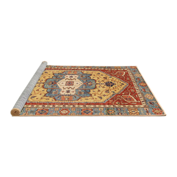 Sideview of Machine Washable Abstract Chestnut Red Rug, wshabs4082