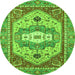 Round Machine Washable Abstract Green Modern Area Rugs, wshabs4082grn